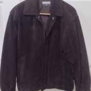 Men's suede, leather dark brown jacket